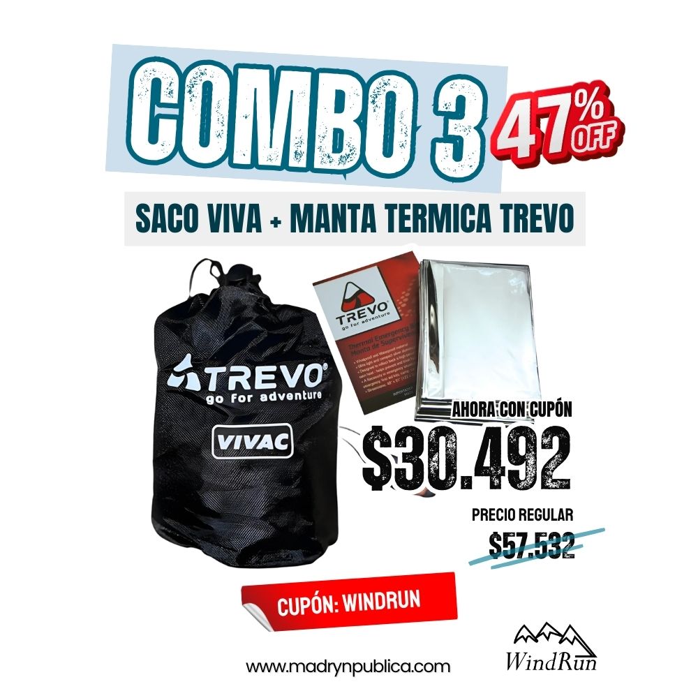 Combo 3: Kit Seguridad Trail (Saco Vivac + Manta Trevo)
